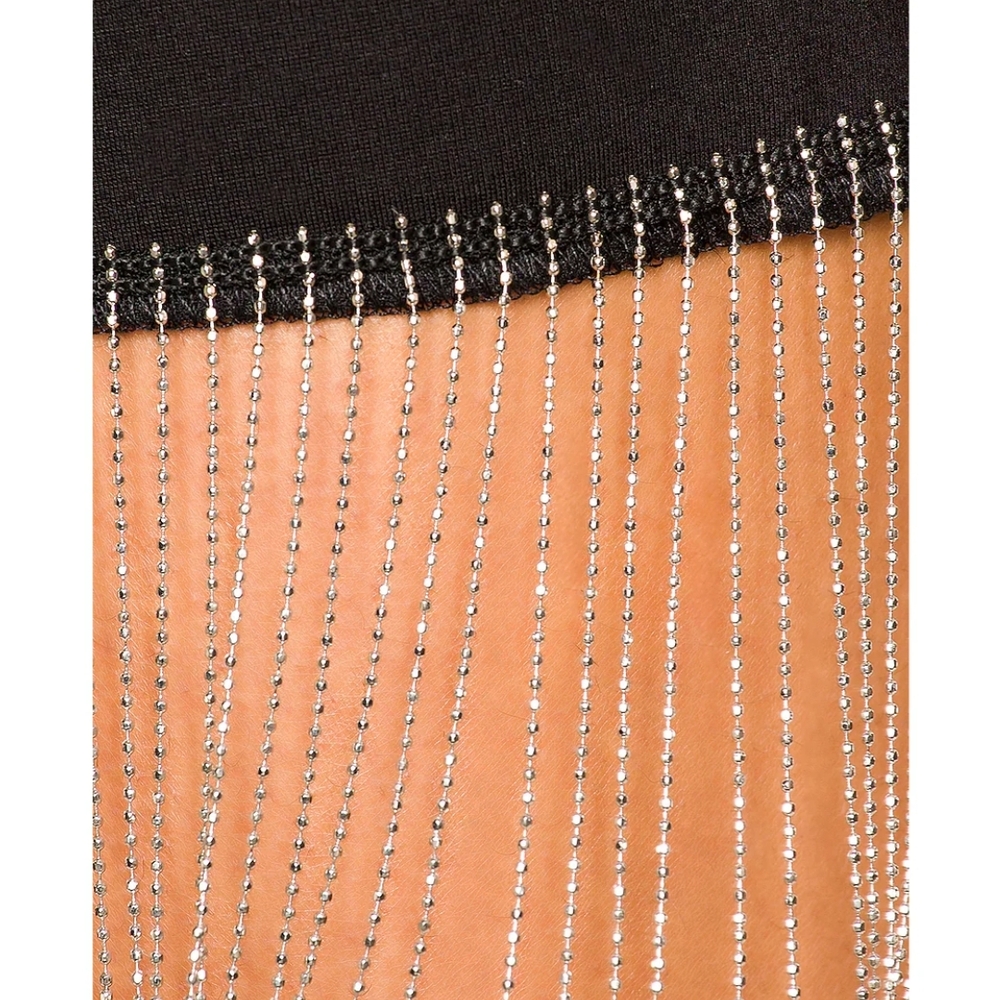 Elegant Black Fringe Hem Dress - Picture 4 of 4